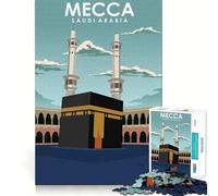 Puzzle per ragazzi da 1000 pezzi,Mecca,Arabia Saudita,arte,incastro preciso,gioco stimolante per la mente,divertimento e svago,regalo di Natale (38x26cm)