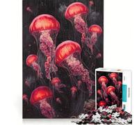 Puzzle per ragazzi da 1000 pezzi: Meduse cremisi nelle oscure profondità oceaniche, gioco interattivo, attività divertenti da fare a casa, collezione d'artista, belle arti 38x52cm