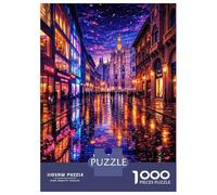 Puzzle Per Ragazzi Da 1000 Pezzi Milan Cathedral at Night Puzzle Per Adulti Gioco Pratico Per Divertimento in Famiglia Attività Divertenti A Casa, 38x26cm/1000pcs