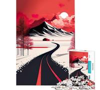 Puzzle per ragazzi da 1000 pezzi minimalismo strada rosso e bianco gioco per famiglie giocattolo avvincente per coltivare la pazienza ottimo regalo un'opera d'arte (dimensioni 50x75cm)