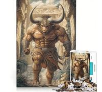 Puzzle per ragazzi da 1000 pezzi: Minotauro nel labirinto gioco fai-da-te stimola la memoria con poster e foglio di curiosità abbinati 50x75cm