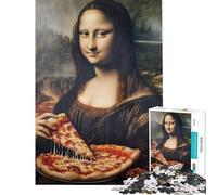 Puzzle per ragazzi da 1000 pezzi Monna Lisa che mangia la pizza Difficile e stimolante con analisi e logica Giocattolo decorativo per la casa adatto a ragazzi dai 14 anni in su (38x52cm)