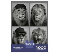 Puzzle Per Ragazzi Da 1000 Pezzi Monochrome Lions with Accessories Collage Puzzle Per Ragazzi Gioco Pratico Sfida Difficile Regali Unici Per Compleanno E Natale 52x38cm/1000pcs