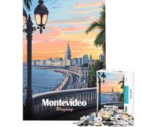 Puzzle per ragazzi da 1000 pezzi Montevideo Uruguay paesaggio urbano poster di viaggio arte giocattolo educativo gioco pratico analisi e logica idee regalo (dimensioni 38x26cm)