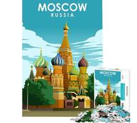 Puzzle per ragazzi da 1000 pezzi Mosca Russia viaggi arte apprendimento giocattolo educativo gioco per tutta la famiglia regalo per donne e uomini (dimensioni 75x50cm)