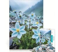 Puzzle per ragazzi da 1000 pezzi motivo floreale di montagna azzurro pallido gioco impossibile divertente antistress ideale come regalo 38x26cm