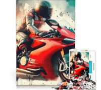 Puzzle per ragazzi da 1000 pezzi moto Ducati rossa giocattolo fai da te decorazione per la casa ideale come regalo per tutta la famiglia 50x75cm