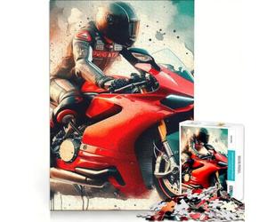 Puzzle per ragazzi da 1000 pezzi moto Ducati rossa giocattolo fai da te decorazione per la casa ideale come regalo per tutta la famiglia 50x75cm