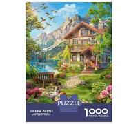 Puzzle Per Ragazzi Da 1000 Pezzi Mountain Cabin with Flowers Puzzle Fai Da Te Giocattoli Antistress Interazione Genitore-figlio 70x50cm/1000pcs