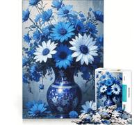 Puzzle per ragazzi da 1000 pezzi, natura morta floreale blu e bianca, gioco per famiglie, attività divertenti da fare a casa, per rafforzare l'amore tra le coppie 38x26cm