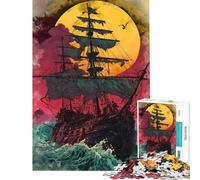 Puzzle per ragazzi da 1000 pezzi "Nave fantasma a vele spiegate" Puzzle per adulti antistress che migliora la memoria Attività divertenti da fare a casa (Dimensioni 38x52cm)