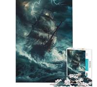 Puzzle per ragazzi da 1000 pezzi Nave nella tempesta Gioco per famiglie Giocattolo educativo Regalo per donne uomini e tutta la famiglia (Dimensioni 38x52cm)