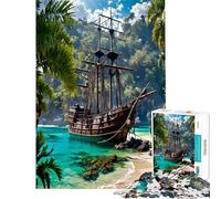Puzzle per ragazzi da 1000 pezzi: Nave pirata all'ancora Puzzle per adulti gioco rompicapo taglio di precisione regalo di Natale e compleanno (dimensioni 50x75cm)