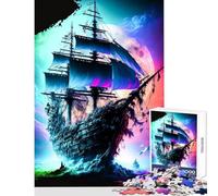 Puzzle per ragazzi da 1000 pezzi Nave pirata colorata Gioco impossibile Vacanza a casa Giocattolo educativo Sfida educativa (38x26cm)