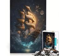 Puzzle per ragazzi da 1000 pezzi, Nave pirata fantasma volante, gioco pratico, per divertimento in famiglia, ideale come regalo per tutta la famiglia 38x52cm