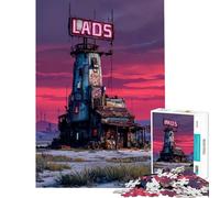 Puzzle per ragazzi da 1000 pezzi Neon Outpost Wasteland Inn Sfida educativa ma divertente e umoristica Giochi rilassanti per ragazzi dai 14 anni in su Gioco di puzzle offerto (38x26cm)