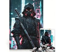 Puzzle per ragazzi da 1000 pezzi, ninja cyberpunk in un paesaggio urbano al neon, giochi rilassanti, attività divertenti da fare in casa, gioco dal design accattivante 50x75cm