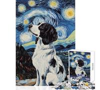 Puzzle per ragazzi da 1000 pezzi "Notte stellata con cane" gioco per famiglie schema di assemblaggio ideale come regalo per tutta la famiglia (dimensioni 38x52cm)