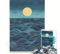 Puzzle per ragazzi da 1000 pezzi: Oceano notturno con luna piena giochi educativi attività divertenti da fare a casa ideale come regalo 50x75cm