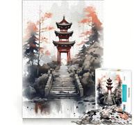Puzzle per ragazzi da 1000 pezzi onde ad acquerello torii storie gioco rompicapo interazione genitore-figlio regalo di compleanno 38x52cm