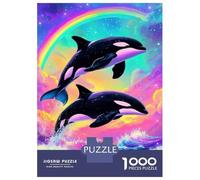 Puzzle Per Ragazzi Da 1000 Pezzi Orcas Rainbow Watercolor Puzzle Giocattolo Decorazione Da Parete Corsa Di Velocità Manuale Offerta Come Regalo Per Tutta La Famiglia 38x26cm/1000pcs
