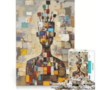 Puzzle per ragazzi da 1000 pezzi originale "Uomo appuntato ai pensieri" giochi divertenti interessante antistress ogni pezzo è unico 38x52cm
