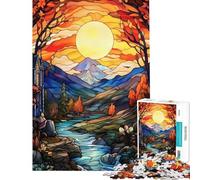 Puzzle per ragazzi da 1000 pezzi paesaggio autunnale con fiume e effetto vetrata gioco per famiglie ideale per le vacanze a casa per passare il tempo regali di Natale e compleanno (dimensioni 38x52cm)