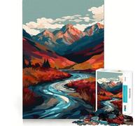 Puzzle per ragazzi da 1000 pezzi,paesaggio autunnale con montagna e fiume,con incastri lisci,divertente attività per la mente,gioco rilassante,regalo di Natale per il tempo libero (50x75cm)