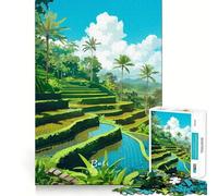 Puzzle per ragazzi da 1000 pezzi,paesaggio balinese a terrazze,taglio premium,divertente,gioco intelligente,regalo,gioco facile,pezzo artistico natalizio (38x52cm)