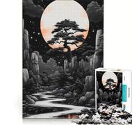 Puzzle per ragazzi da 1000 pezzi paesaggio bonsai al chiaro di luna giochi rilassanti attività divertenti da fare in casa gioco dal design accattivante 38x52cm