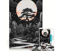 Puzzle per ragazzi da 1000 pezzi paesaggio bonsai al chiaro di luna giochi rilassanti attività divertenti da fare a casa gioco dal design accattivante 38x26cm