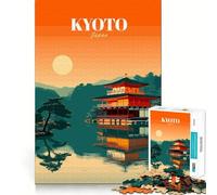 Puzzle per ragazzi da 1000 pezzi,paesaggio con templi di Kyoto,Giappone,gioco a incastro,stimolante per la mente,divertimento e svago,regalo di Natale (38x26cm)