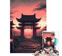 Puzzle per ragazzi da 1000 pezzi paesaggio giapponese antico impegnativo da completare gioco educativo per famiglie dai 14 anni in su (38x52cm)