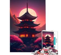 Puzzle per ragazzi da 1000 pezzi paesaggio giapponese con luna giochi rilassanti giocattoli educativi regali per il Secret Santa taglio di precisione (dimensioni 38x26cm)