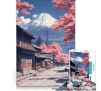 Puzzle per ragazzi da 1000 pezzi, paesaggio giapponese con strada in fiore di ciliegio, gioco pratico, ideale per passare il tempo durante le vacanze, con poster e foglio di curiosità abbinati 50x75cm