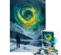 Puzzle per ragazzi da 1000 pezzi paesaggio invernale con vortice celeste giocattolo educativo gioco per famiglie decorazione da parete regalo per donne e uomini (dimensioni 50x75cm)