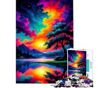Puzzle per ragazzi da 1000 pezzi paesaggio lacustre colorato con riflessi di alberi gioco educativo giocattolo intellettuale ottimo regalo per gli appassionati di giochi un'opera d'arte (38x52cm)