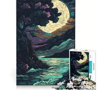 Puzzle per ragazzi da 1000 pezzi paesaggio marino al chiaro di luna con albero e scogliere giochi rilassanti attività divertenti da fare a casa gioco dal design accattivante 50x75cm