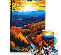 Puzzle per ragazzi da 1000 pezzi, paesaggio montano autunnale al tramonto, gioco interattivo, ideale per passare il tempo durante le vacanze, con poster e foglio di curiosità abbinati, 50x75cm