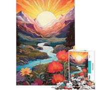 Puzzle per ragazzi da 1000 pezzi paesaggio montano floreale con fiume gioco per famiglie ideale per le vacanze a casa per passare il tempo regali di Natale e compleanno (dimensioni 50x75cm)