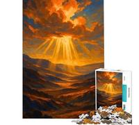 Puzzle per ragazzi da 1000 pezzi paesaggio montano illuminato da luce dorata difficile e stimolante antistress gioco rompicapo per ragazzi dai 14 anni in su (38x26cm)