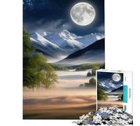 Puzzle per ragazzi da 1000 pezzi paesaggio montano illuminato dalla luna giochi rilassanti giocattoli educativi regali per il Secret Santa taglio di precisione (dimensioni 38x26cm)