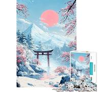 Puzzle per ragazzi da 1000 pezzi paesaggio montano innevato con cancello Torii puzzle per adulti gioco pratico ideale per passare il tempo durante le vacanze o come regalo per tutta la famiglia