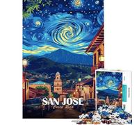 Puzzle per ragazzi da 1000 pezzi paesaggio notturno di San José Costa Rica puzzle artistico per adulti gioco per famiglie taglio di precisione gioco stimolante regalo (dimensioni 38x52cm)