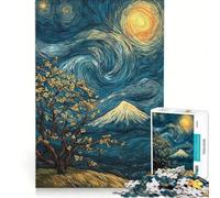 Puzzle per ragazzi da 1000 pezzi paesaggio notturno stellato con il Monte Fuji giochi educativi attività divertenti da fare a casa ideale come regalo 38x52cm