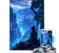 Puzzle per ragazzi da 1000 pezzi paesaggio onirico blu incantato sfida educativa taglio di precisione gioco pratico per ragazzi dai 14 anni in su (38x52cm)