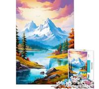 Puzzle per ragazzi da 1000 pezzi paesaggio surreale con sole e montagna un'opera d'arte stimolante da completare Giocattolo educativo adatto a persone dai 14 anni in su (38x52cm)