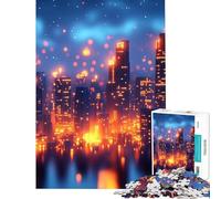 Puzzle per ragazzi da 1000 pezzi paesaggio urbano al neon di notte ideale per compleanni e Natale Giocattolo per rafforzare i ricordi decorazione da parete Adatto a persone dai 14 anni in su (38x52cm)