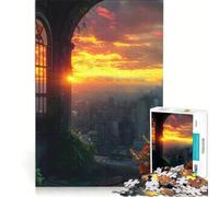 Puzzle per ragazzi da 1000 pezzi paesaggio urbano al tramonto visto dalla finestra gioco interattivo migliora la memoria regalo per amici e familiari 38x26cm