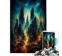 Puzzle per ragazzi da 1000 pezzi paesaggio urbano astratto di notte Aiuta ad allenare la mente Difficile Gioco per famiglie Adatto a persone dai 14 anni in su (38x26cm)